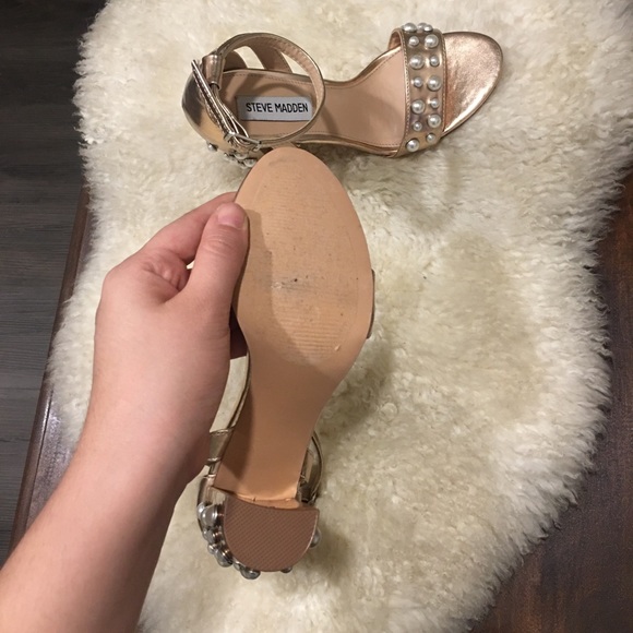 Steve Madden - Pearled Rose Gold Block Heels 7 - Picture 7 of 16